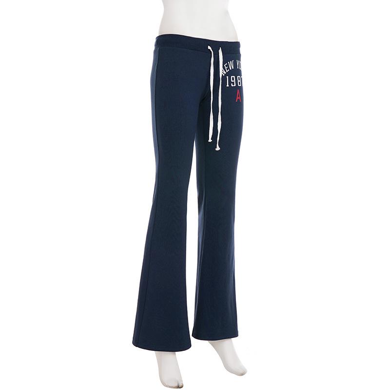 Pantalones de Moda de Tiro Bajo con Bloques de Color y Cordones - Casual y Cómodos