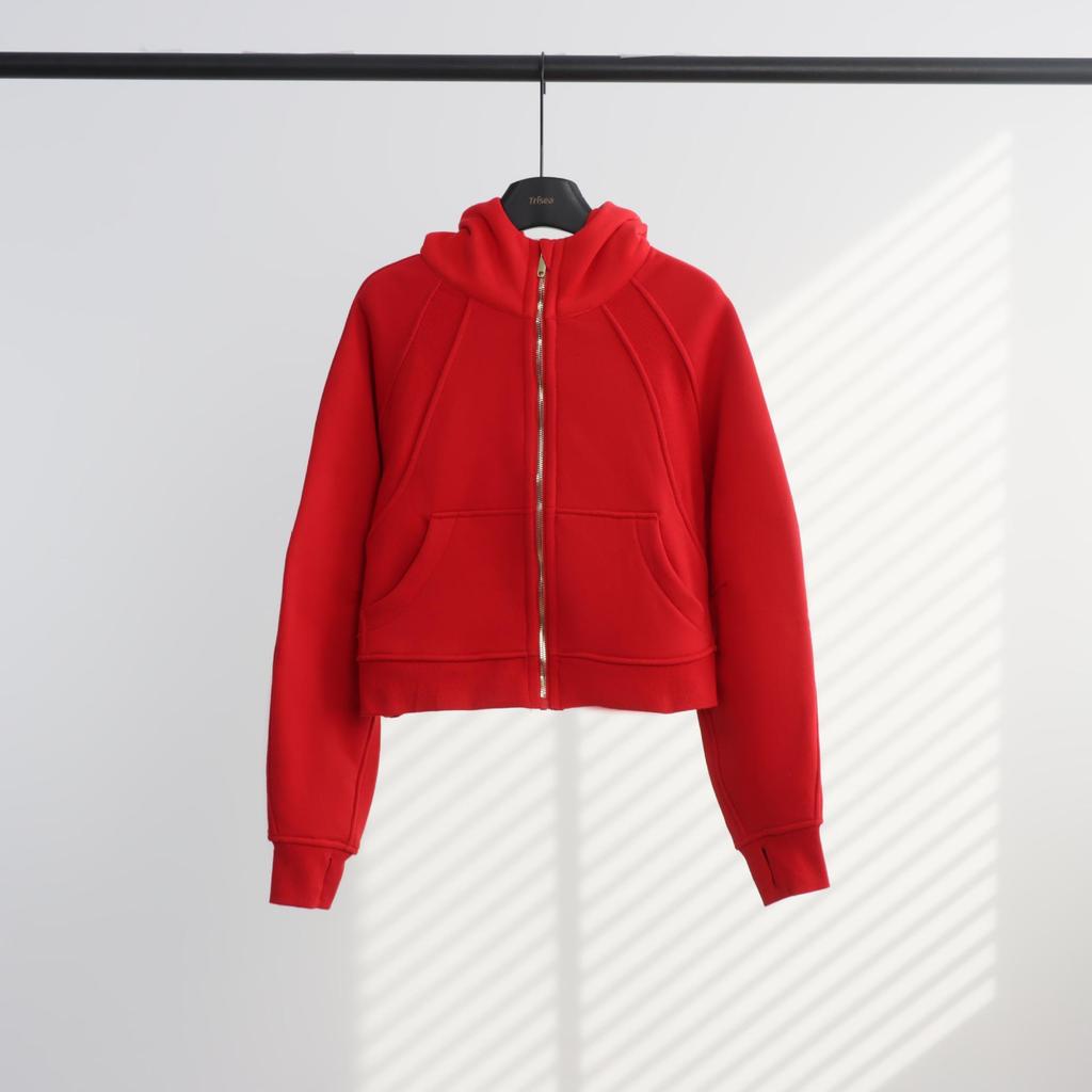 LU Red Polka Dot Long Sleeve Slim-fit Outdoor Sports Jacket Hoodie