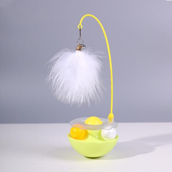 4-in-1 Interactive Cat Feather Toy for Indoor Cats Tumbler Cat Toy with Ball Track Catnip Ball Teasing Feather Kitten Exercise Toy for All Breeds