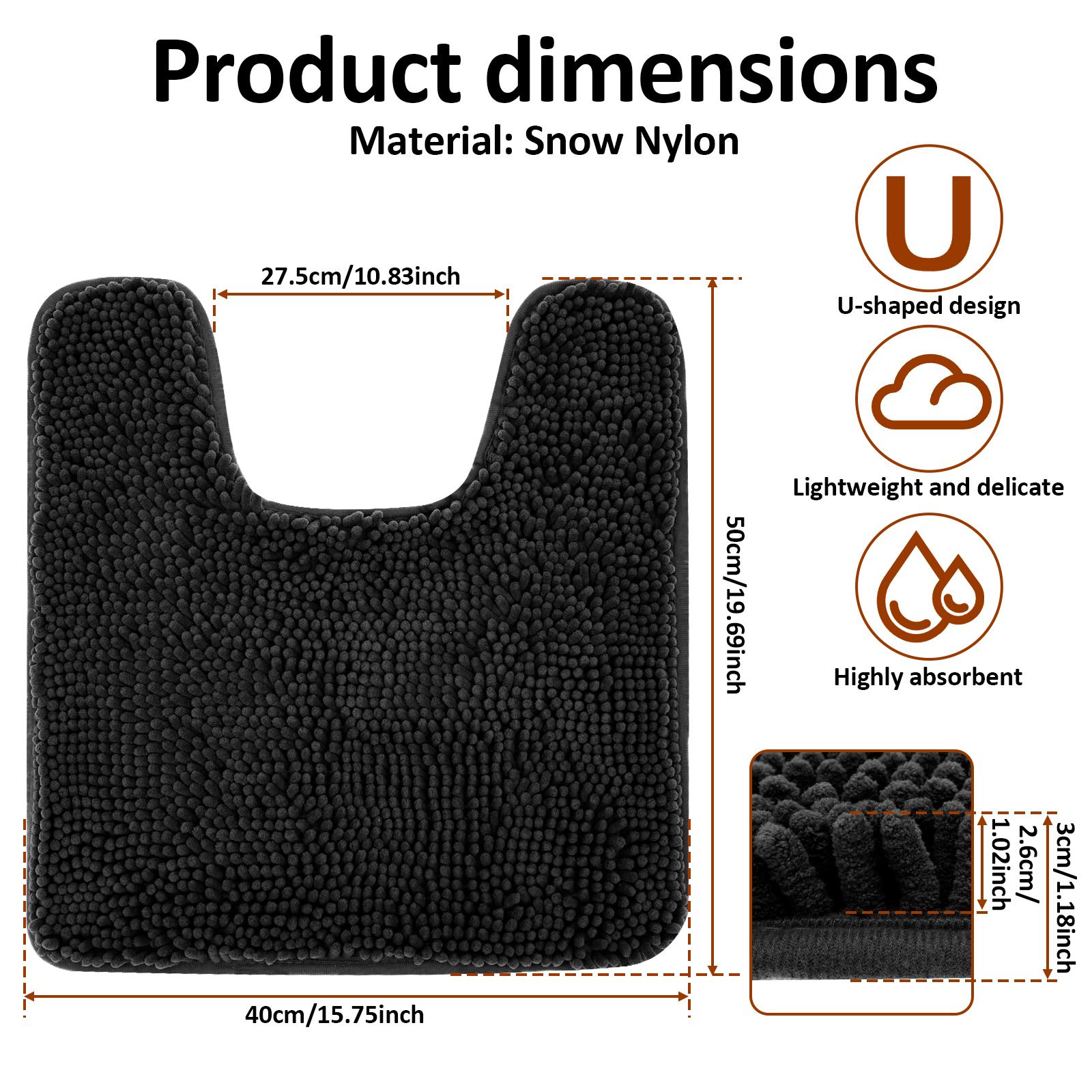 

U Shaped Toilet Rugs Soft Absorbent Chenille Bathroom Toilet Mat 16x20inch Machine Washable Non Slip Bathroom Rug Home Plush Rug