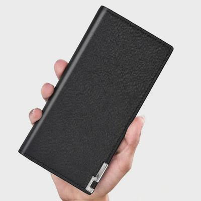 Herren Weiches Leder Kreuzmuster Lange Clutch Geldbörse