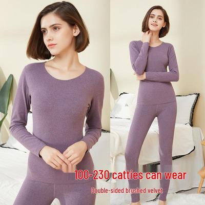 Plus Size Seamless Warm Underwear Set for Women - Fleece-Lined, High Elasticity, German Velvet, Autumn/Winter