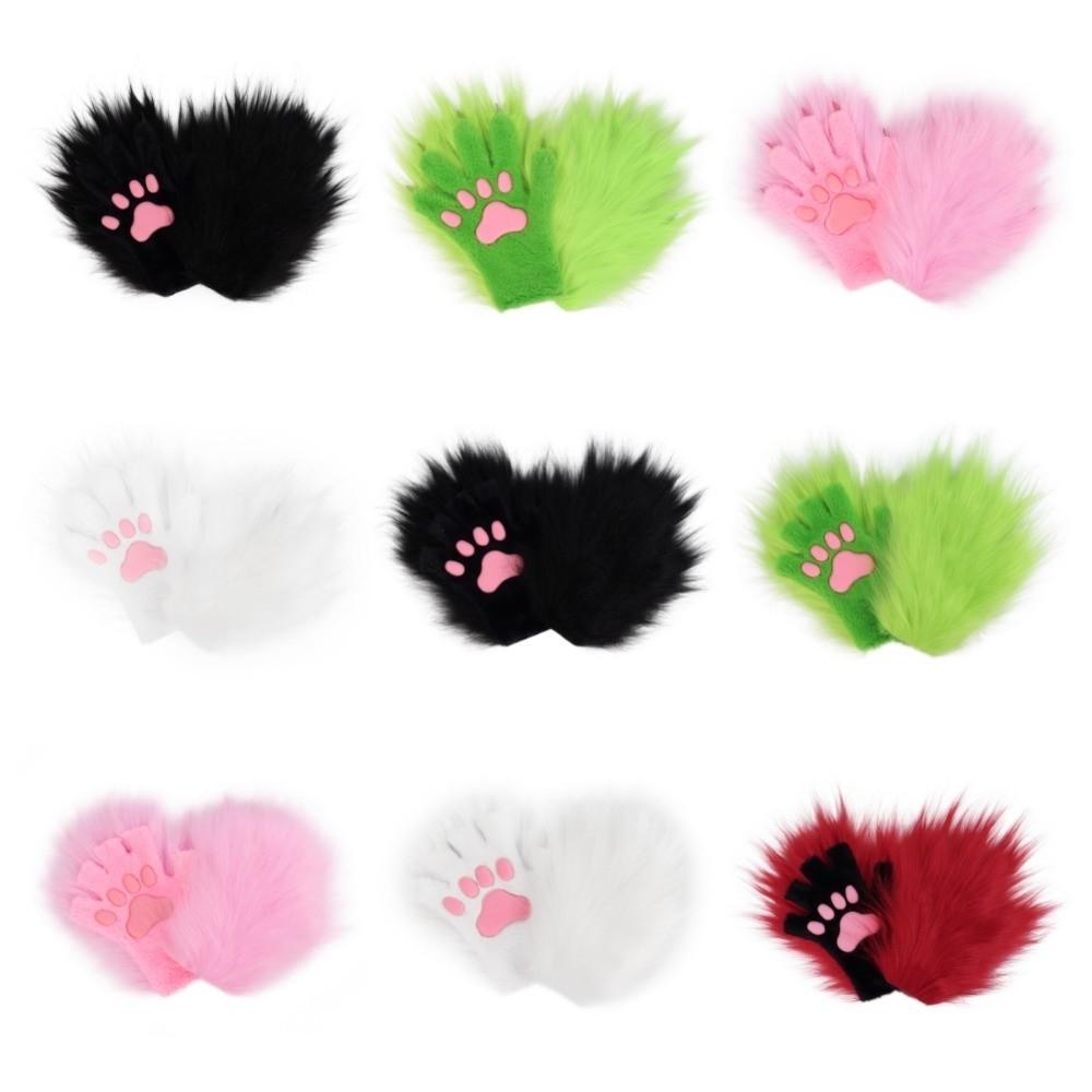 Cartoon Lange Haare Pfoten Handschuhe Silikon Weiches Polster Pelzig Fursuit Kigurumi Handschuhe Cosplay Kostüm