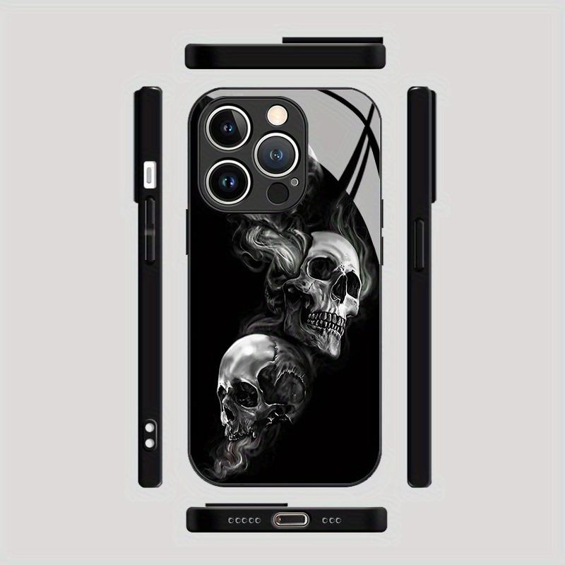 Trendy Skull Pattern Glass Material Phone Case For iPhone 17 Pro Max 16 15 14 13 12 11 Pro 16E 17Air 7 8 15 Plus XR XS X Cover