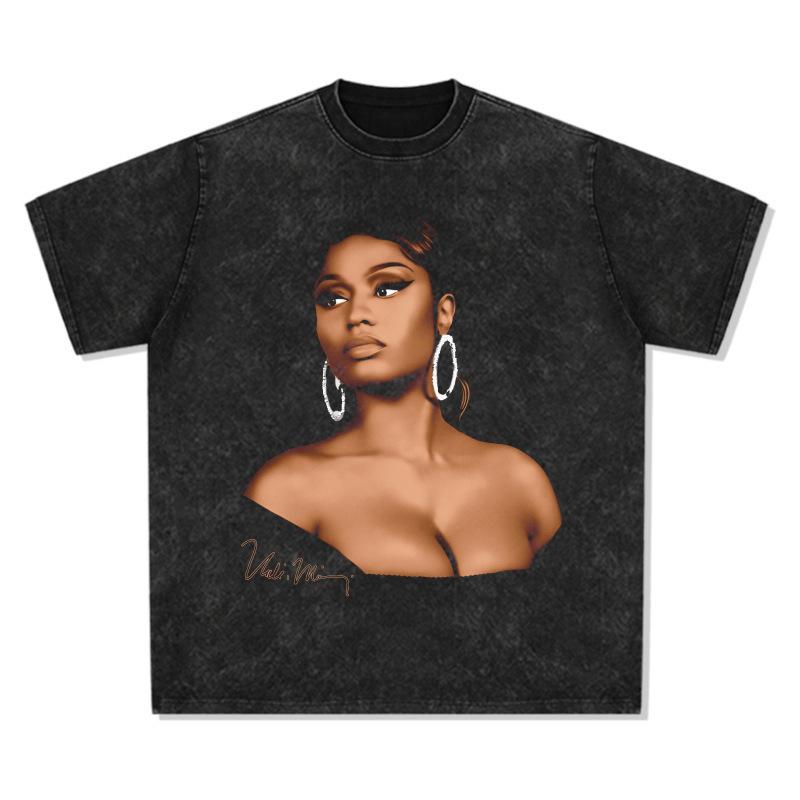 Vintage Hip Hop Mina Nicki Minaj Printed Short Sleeve T-Shirt Vintage Water S