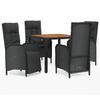 VidaXL Garden Dining Furniture and Cushions 5pcs Black Wicker 3185080
