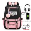 Anime Peripheral Spells Back to War Backpack Student School Bag Men's and Women's Fashion Backpack Travel Bag USB Computer Bag