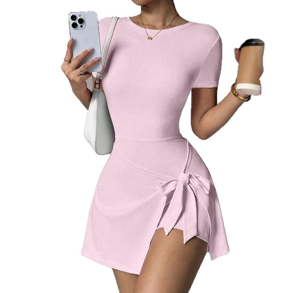 Featured Short-Sleeved Fake Two-Piece Anti-Light Yoga Sports Golf Dress