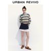 UR 2025 Autumn Women's Color Block Stripe Polo Knit Top
