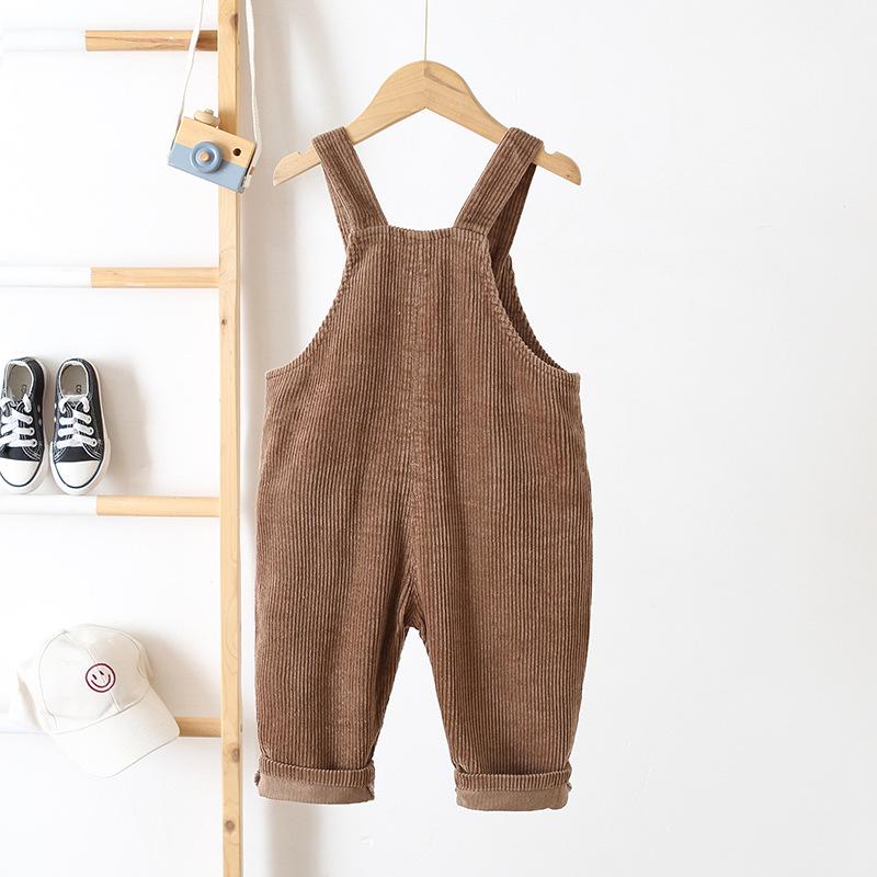 Cross2026 Kids' Corduroy Overalls - Korean Style for 0-3 Years, Versatile Spring/Autumn Wear