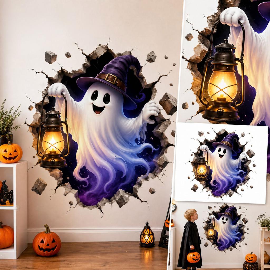 Cute Wall Sticker for Halloween Home Decor, Decal for Bedroom Living Room Window, Indoor Ornament