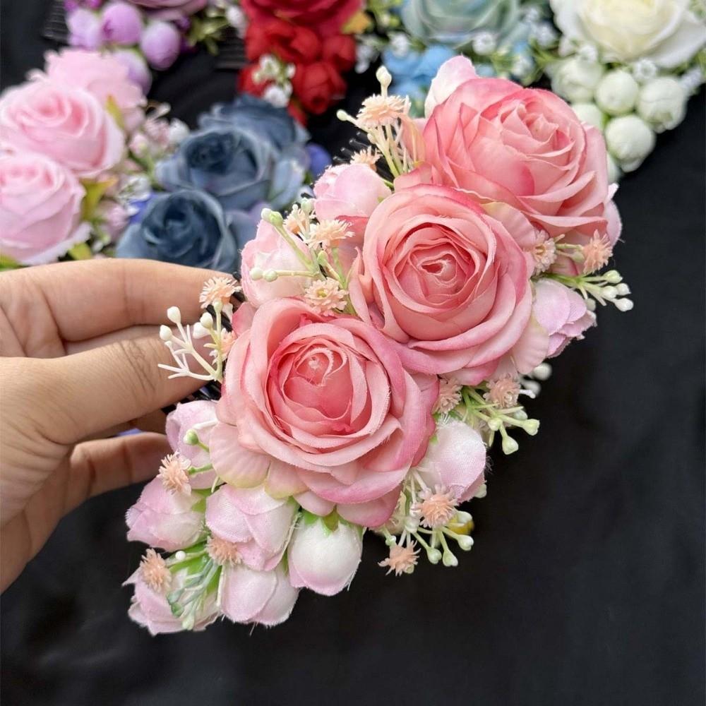 

Thai Style Rose Hair Comb Rose Chignon Hair Clips Handmade Flowers Hairpin Banquet Style 3