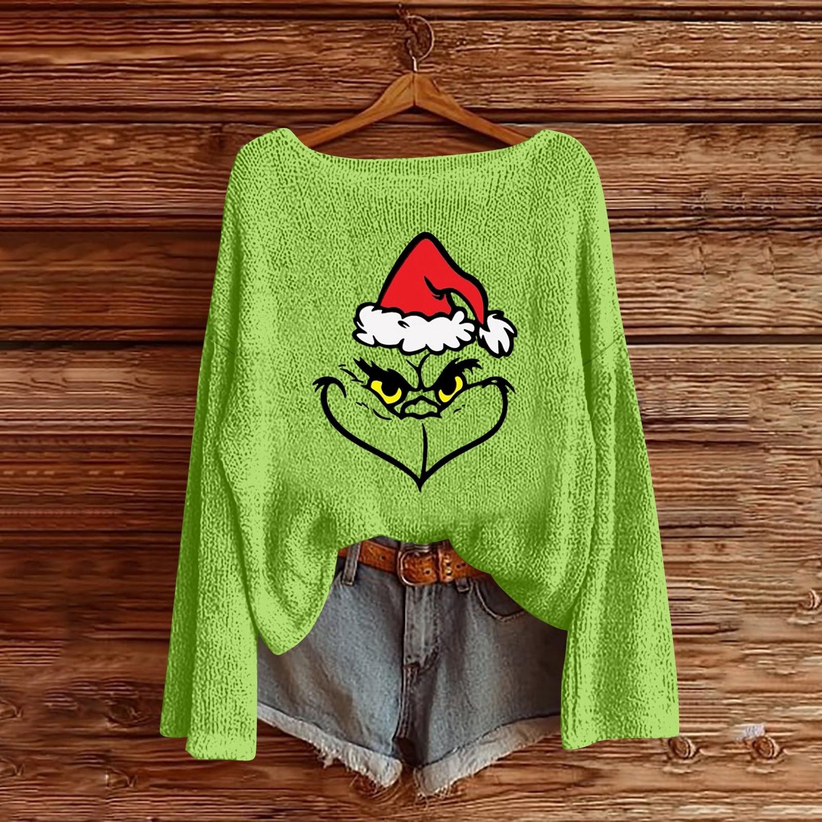 

Christmas Sweatshirts For Women Knit Sweater Cute Shirt Fall Crewneck Pullover Tops S