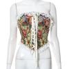 Vintage Floral Corset Vest Push Up Crop Tops Bustier Corset Top Lace Up Corset Top Strapless Bodice Corset Top