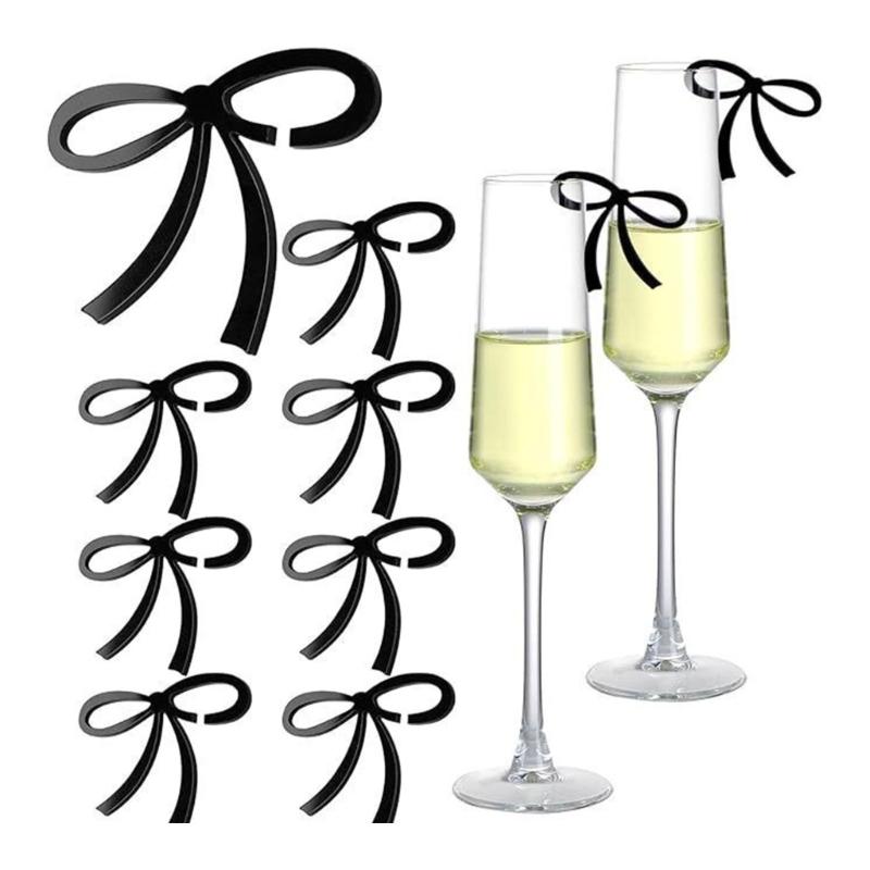 50 st Snygga Rosett Drycksetiketter Akryl Vin Glas Charm Möhippatillbehör För Eleganta Festdekorationer