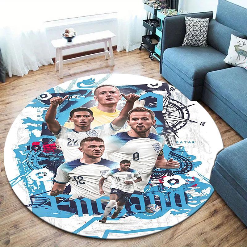 England National Football Team Round Area Rug,Carpet Rug for Living Room Bedroom Sofa Playroom Decor,Non-slip Floor Mat