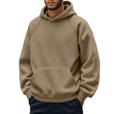 Men's Autumn and Winter Fleece Hooded Sweatshirt with Casual Pocket Top for Men