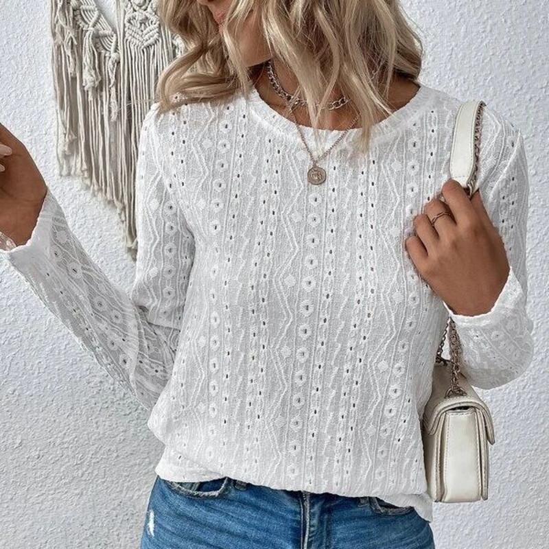 

EastRogue Летние однотонные ажурные повседневные рубашки, футболки и топы с длинным рукавом S