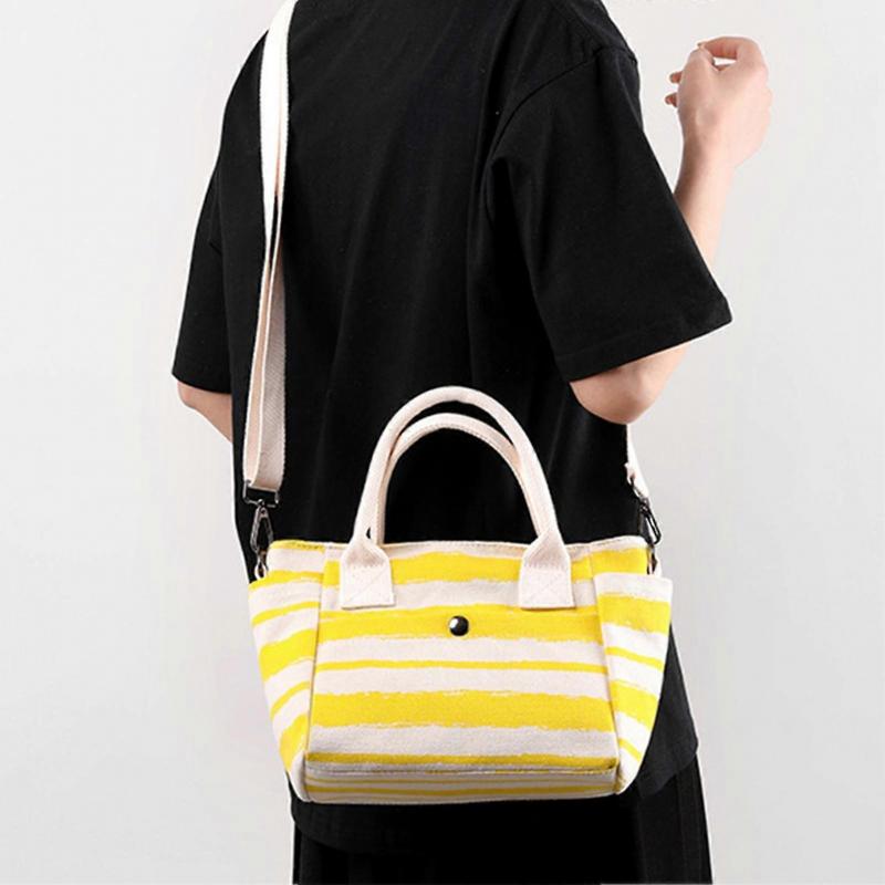 All-match Ladies Shoulder Bag Aesthetic Design Striped Canvas Bag