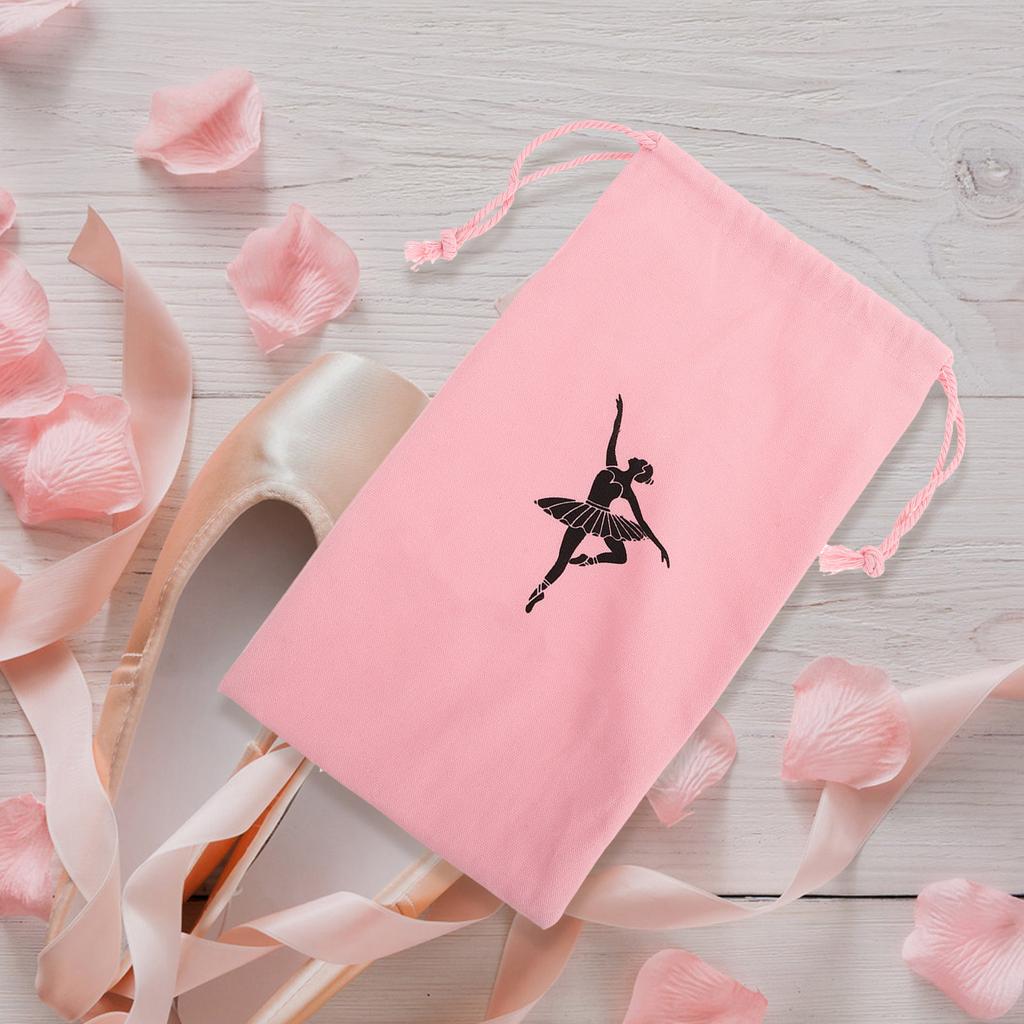 Portable Ballet Shoe Bag Canvas Drawstring Dance Pouch Water Resistant Organizer for Women Dance Class Rehearsal Travel