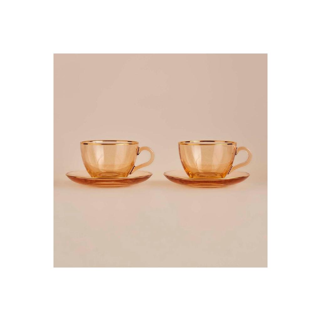Allure Tea Cup Set Of 2 Amber