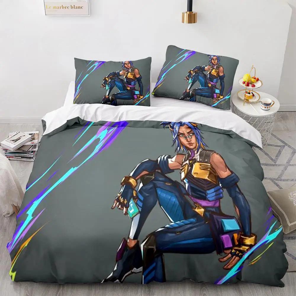 Fashion 3d Print Game Valorant Bedding Set BoysGirls Twin Queen Size Duvet Cover Pillowcase Bed Kids Adult Fashion Home Textile