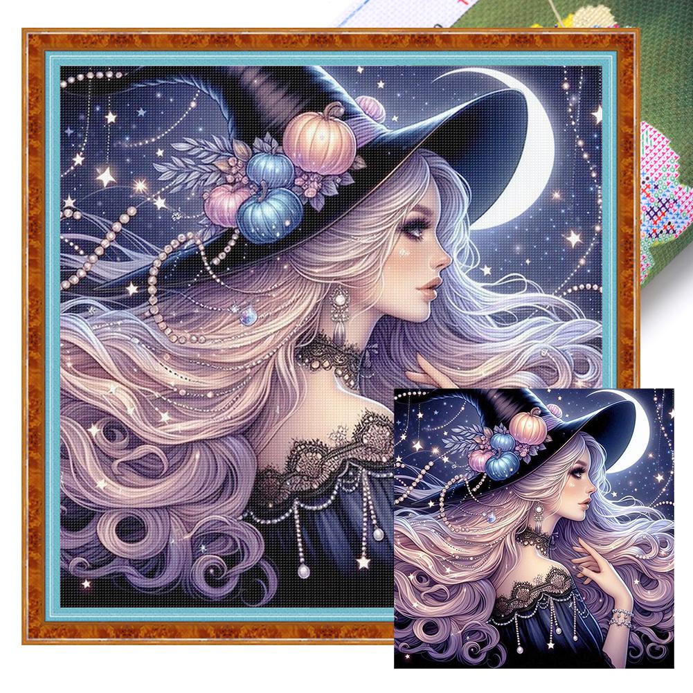 Witch Printed Cross Stitch Kit DIY 11CT Embroidery Craft Set Home Decoration