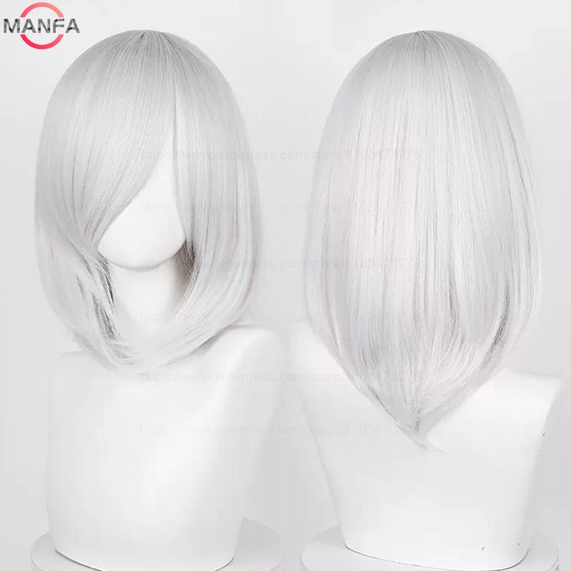 40cm Medium Basic Anime Cosplay Wig Bang Blond  Black White Red Pink Green Brown Gold Blue Heat Resistant Synthetic Hair Wigs