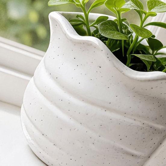 3D Printed Conch Flower Pot Moisture-Resistant Mini Planter with Wavy Edge And Drain