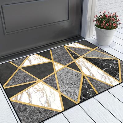 1 Stück Geometrisches Marmormuster Fußmatte Modern Küche Polyester Teppich Rutschfest Bunt Indoor Teppich, Für Zuhause Badezimmer Schlafzimmer Wohnzimmer Dekor