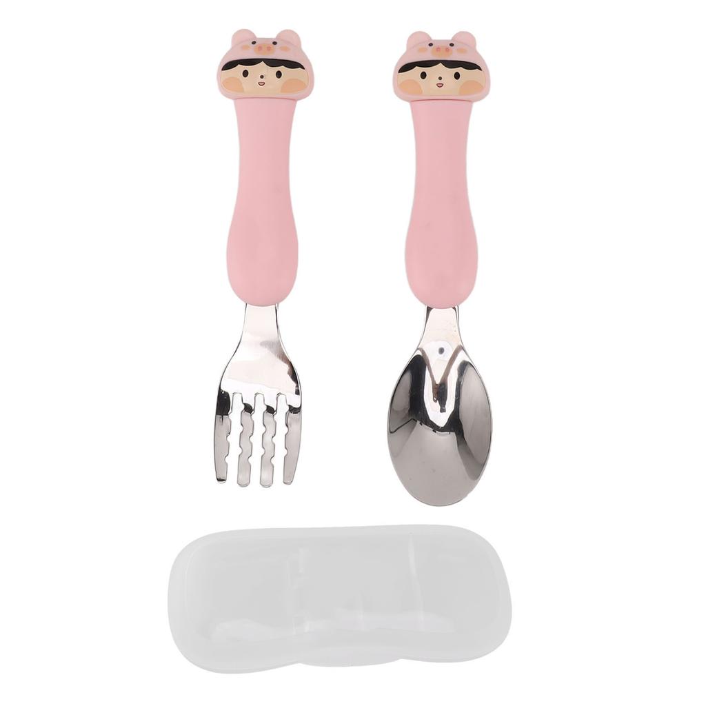 Baby Fork Cute Cartoon Shaped Spoon PP Handle Stainless Steel Tableware for Children Feeding