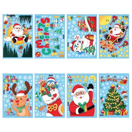 Festive Christmas Window Clings Rich Xmas Element Create Atmosphere Cute Winter Holiday Window Stickers Decals