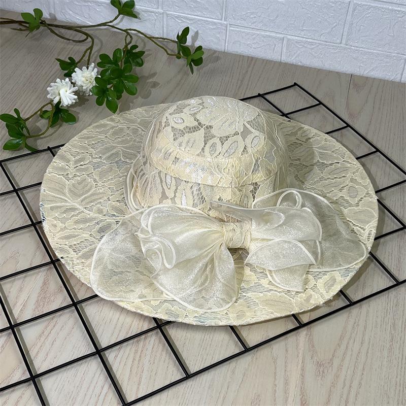 French lace big brim sun hat sun hat European and American fashion foldable beach sun hat face hat