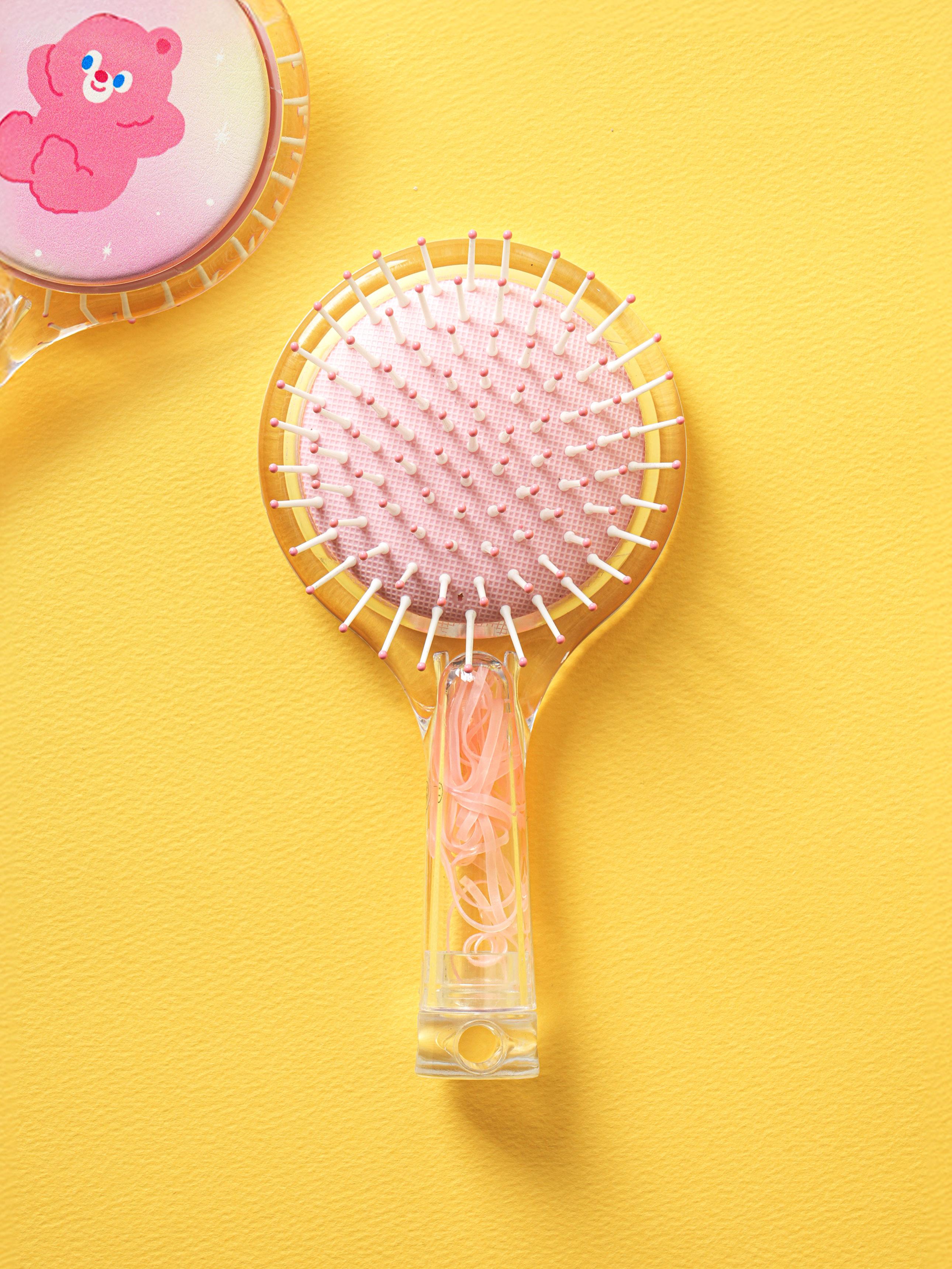 Hair Brush with Built-in Hair Ties Storage 1ea