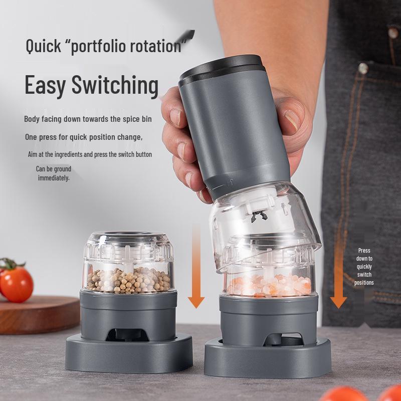 Multifunction Electric Pepper Grinder with Replaceable Chamber for Sea Salt, Sichuan, and Black Pepper