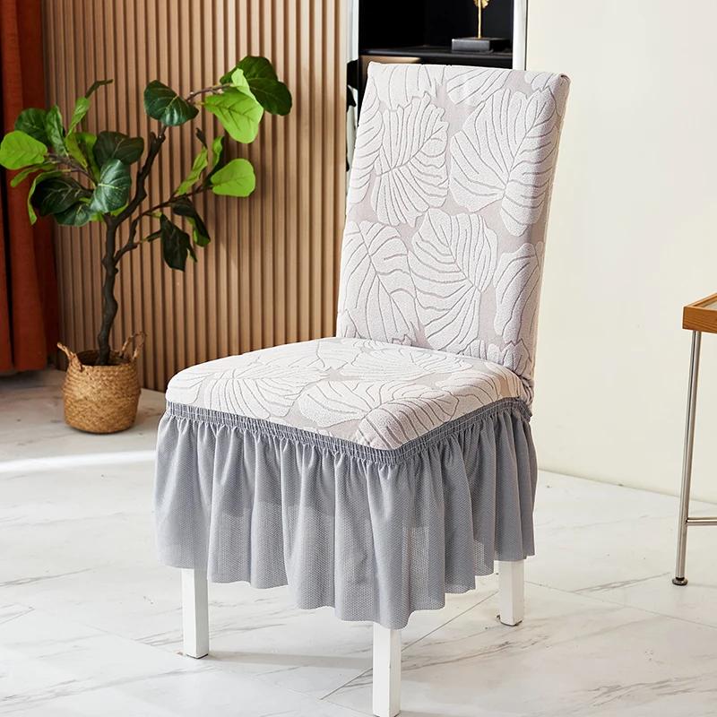 

Skirt Dining Chair Cover Jacquard Elastic Seat Cover Anti-dirty Stool Slipcover Suitable for Kit Pet Room Living Home Decor 1pc
