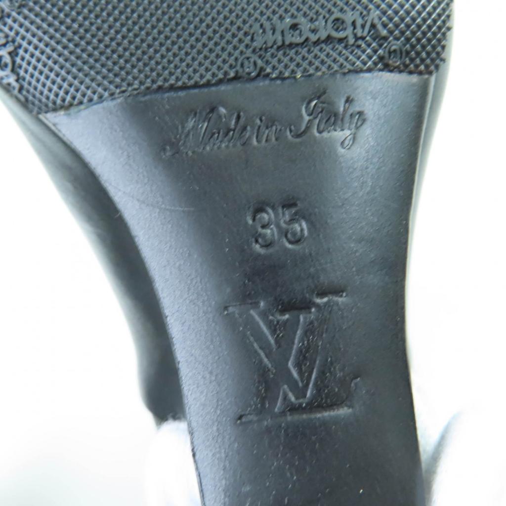 Great LOUIS VUITTON Booties Buckle wedge leather short boots black leather 35 Used