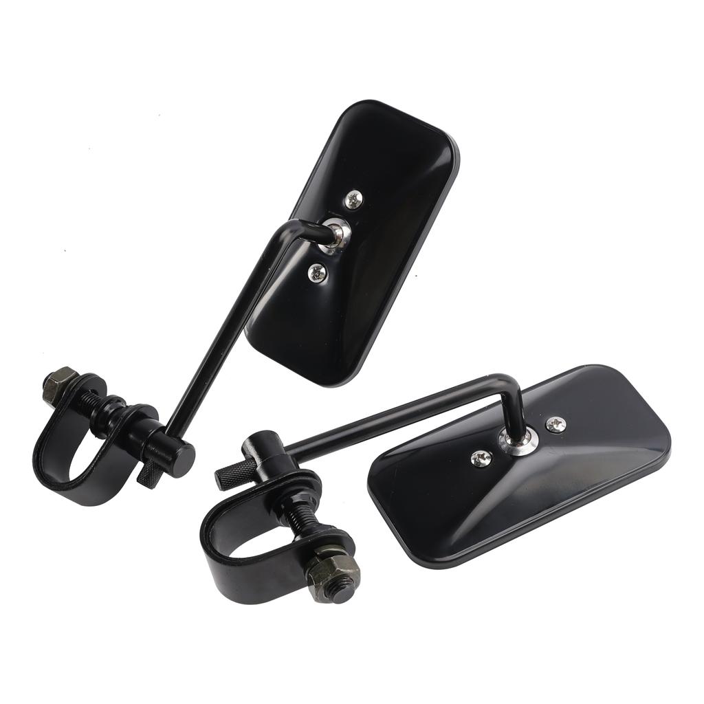 Schwarze Retro-rechteckige Spiegel mit Klemme für Cafe Racer Bobber Chopper Tracker