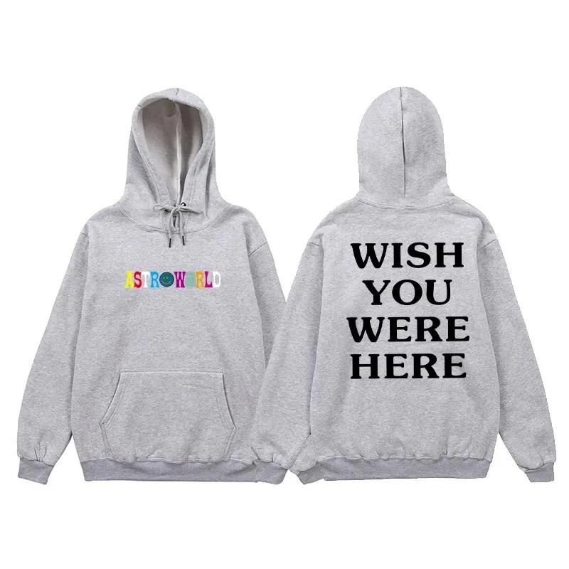 

Хіп-хоп Худі Чоловіки Жінки ASTROWORLD Худі Толстовки Cactus Jack WISH YOU WERE HERE Принт з Літерами Худі з Капюшоном Чоловік Вуличний Стиль XL