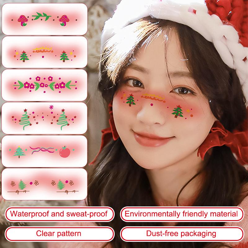 Christmas Face Sticker Corner Of Eyes Sticker Temporary Tattoos Body Art Party Self Adhesive Love Creative Cute Colorful Sweet