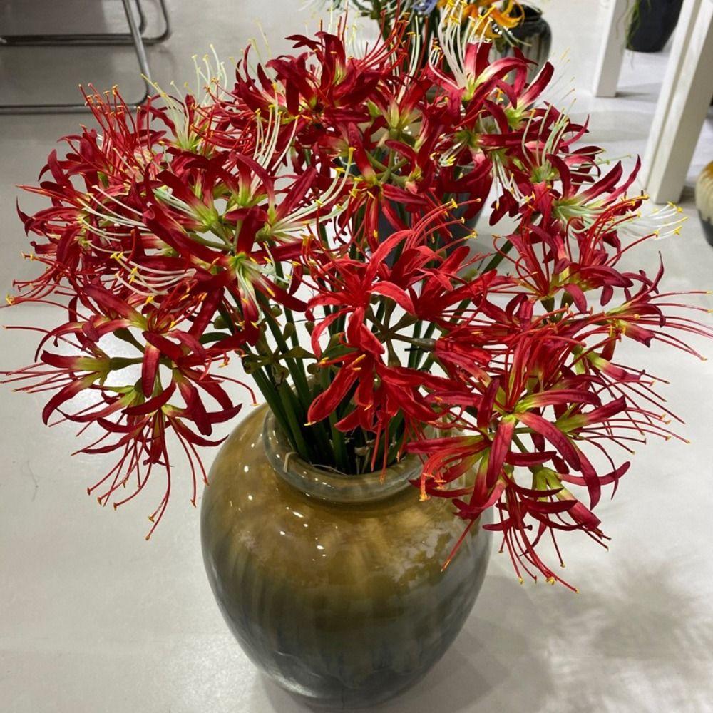 Silk Material Artificial Higanbana Flower 60cm Length Handmade Craft Plastic Silk Flower Plastic Fake Flower Home Decoration