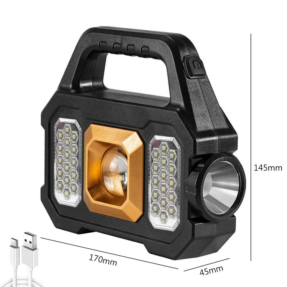 1-4Pack Powerful Led Flashlights Rechargeable Camping Work Light Multi Functional Portable Light Solar Charging 6 Lighting Modes