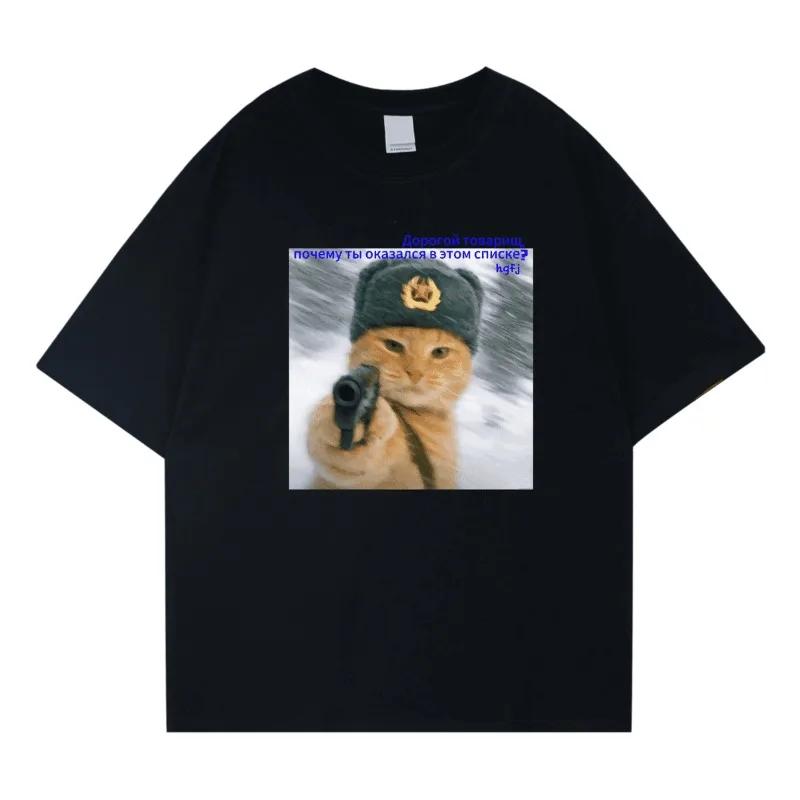 New Century Cat Grafik T-Shirt 2025 High Street Sommer Unisex Streetwear Rundhals Lässige Kurze Ärmel Damenbekleidung