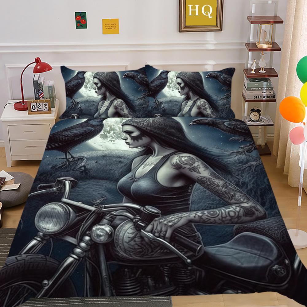 Beauty Skull Printed Home Bedclothes Single Size Polyester Bed Set Man Design Fashion Bedroom Decor