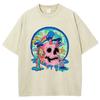 Funny Skull Print Ladies T-Shirt Unisex Wash Loose Oversized Short Sleeve Street Top Tee Summer