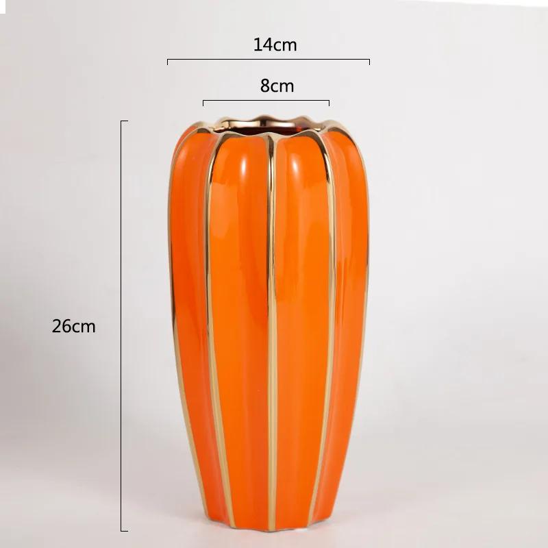 Luxury and High-end Gold Painted Ceramic Vase Flower Arrangement Simulation Living Room Decoration Home Decoration TV Cabin