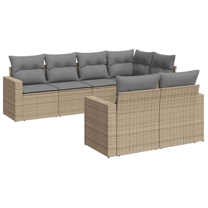 VidaXL Garden Lounge Set with Cushions 7 Pcs Beige Braided Resin 3219199