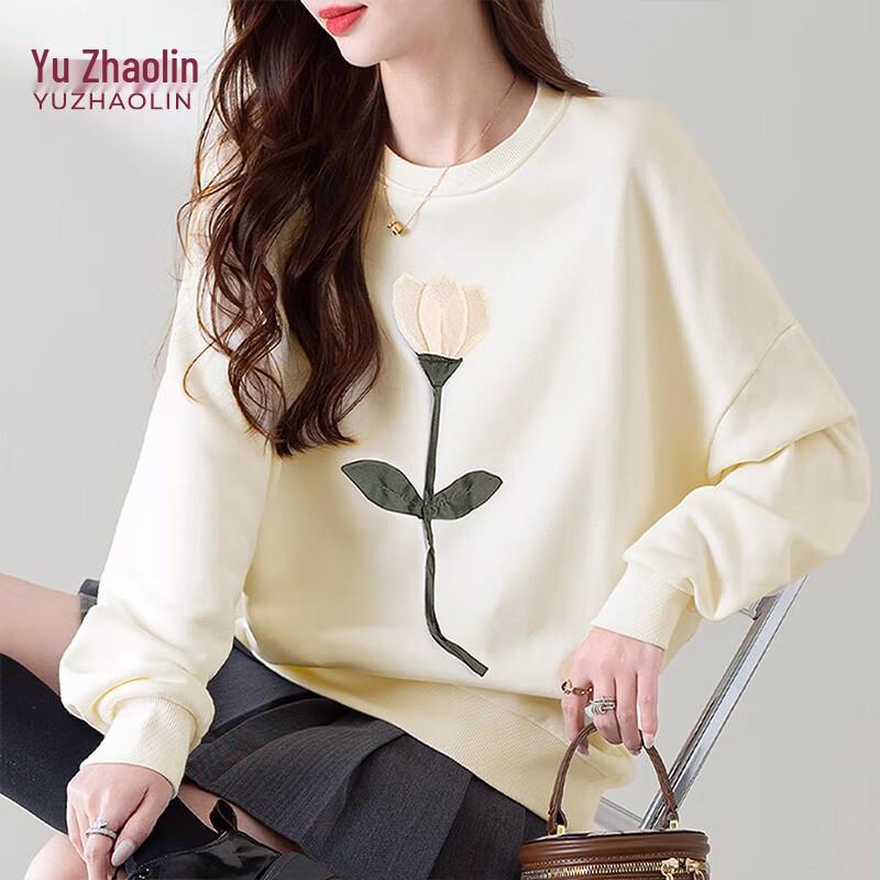 YUZHAOLIN Embroidered Round Neck Sweatshirt