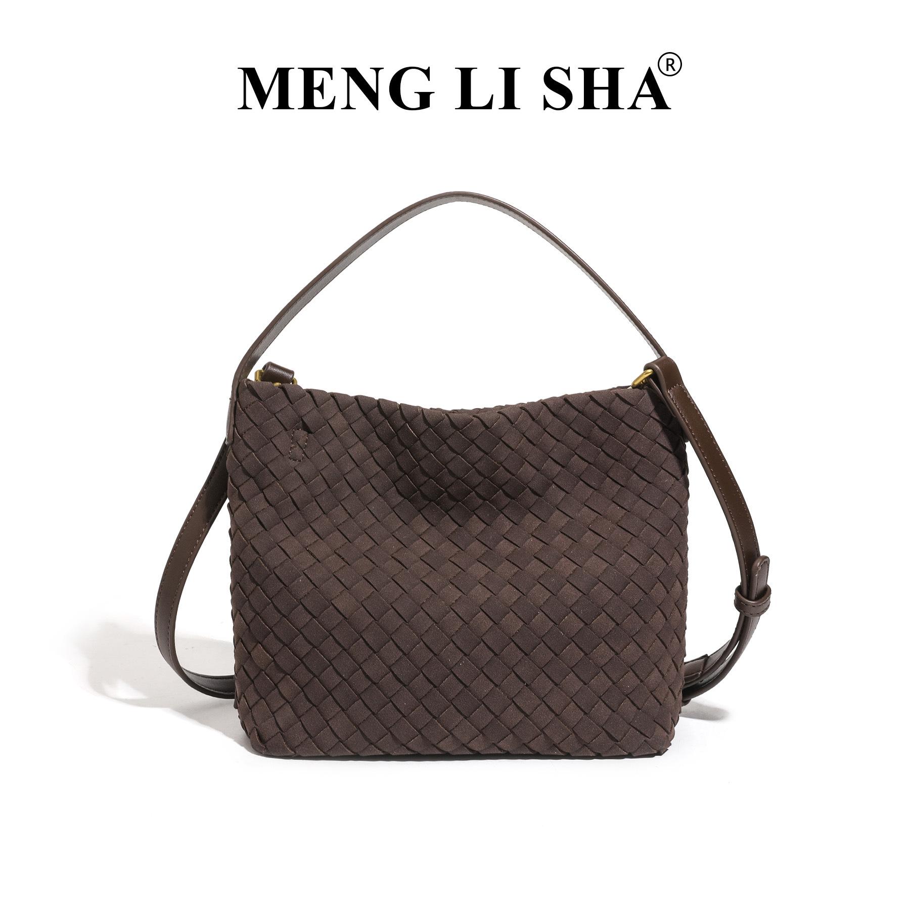 European and American Retro New Frosted Suede Hand Woven Bag, Versatile for Commuting, Underarm Shoulder Bag, Fashionable Handbag for Women кофейный