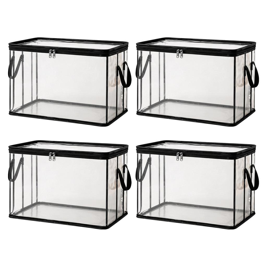 Large Thickened Transparent Plastic Storage Bag with Zipper Handles for Clothes Moving Box Cover Organizer for Home Dormitory Closet Storage Box